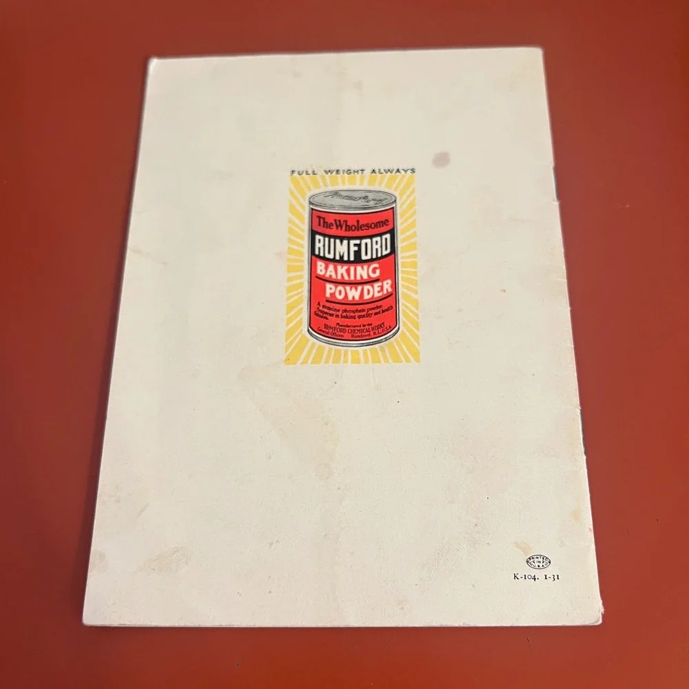 Vintage 1931 Rumford Baking Powder Recipe Booklet 64 New Uses Daily Cooking 32pg
